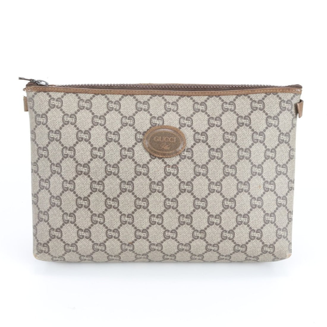 Gucci GG Plus Leather Second Bag Clutch Handbag Pouch Brand Men's: --- Catalog ---Category: SizeSize (HxWxD): 17cm x 26cm x 7cm / 6.69'' x 10.23'' x 2.75''Category: DesignType: HandbagColor: Beige, BrownGender: MenMaterial: Leather , Coated canvas Category: GeneralLi