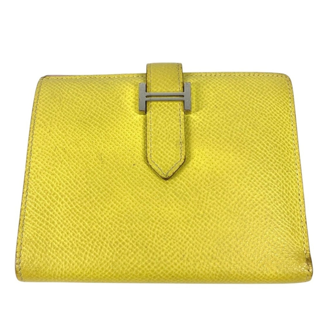 HERMES Hermes Bicolor Bearn Compact Verso H Logo Wallet Bi-fold Epsom Leather Men's Women's Yellow x: --- Catalog ---Category: SizeSize (HxWxD): 10cm x 11.5cm / 3.93'' x 4.52''Category: DesignType: Wallet (bi-fold)Color: Pink, YellowGender: Men,WomenMaterial: Epsom leather Category: GeneralBrand: Herm