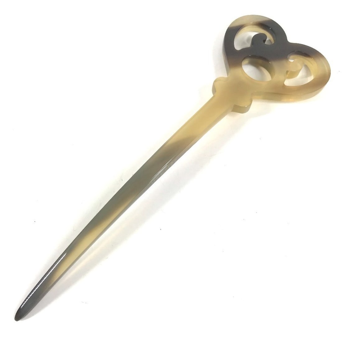 HERMES Hermes Sellier Kanzashi Hairpin Hair Accessory Clip Buffalo Horn Women's Brown (1 of 12)