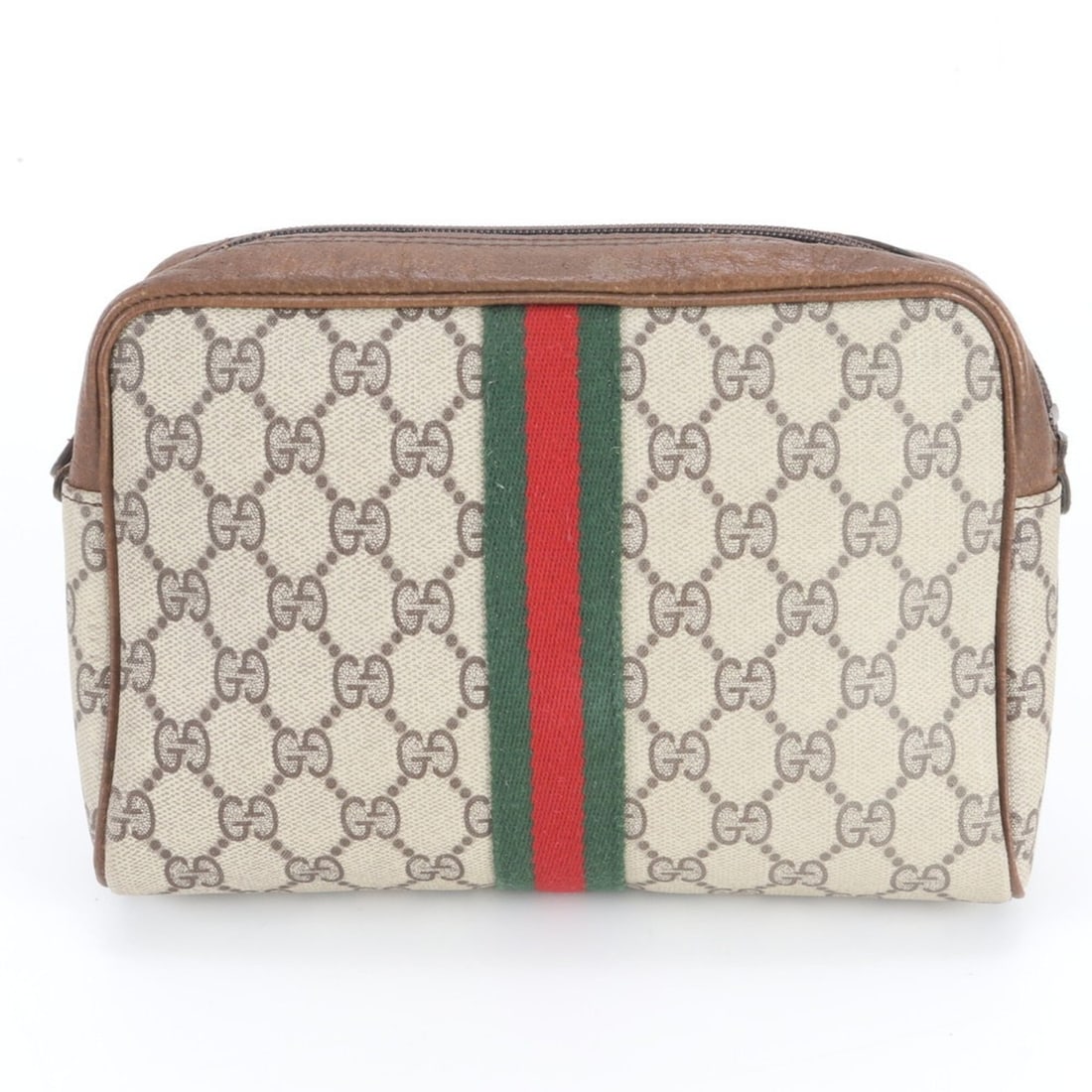 Old Gucci GG Supreme Sherry Line Leather Second Bag Clutch Handbag Pouch for Men: --- Catalog ---Category: SizeSize (HxWxD): 14cm x 20cm x 6cm / 5.51'' x 7.87'' x 2.36''Category: DesignType: Handbag, PouchColor: BrownGender: MenMaterial: Leather , Coated canvas Category: GeneralLin