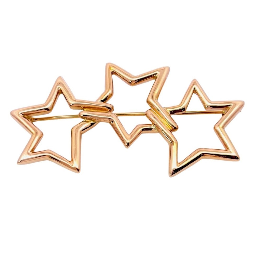 Tiffany & Co. Triple Star Brooch, 18K Yellow Gold, 13.4g, Women's.: --- Catalog ---Category: SizeSize (HxWxD): 2.5cm x 5.2cm / 0.98'' x 2.04''Category: DesignType: BroochGender: WomenMaterial: Yellow gold (18K)Category: GeneralBrand: Tiffany--- Item List ---Section: C