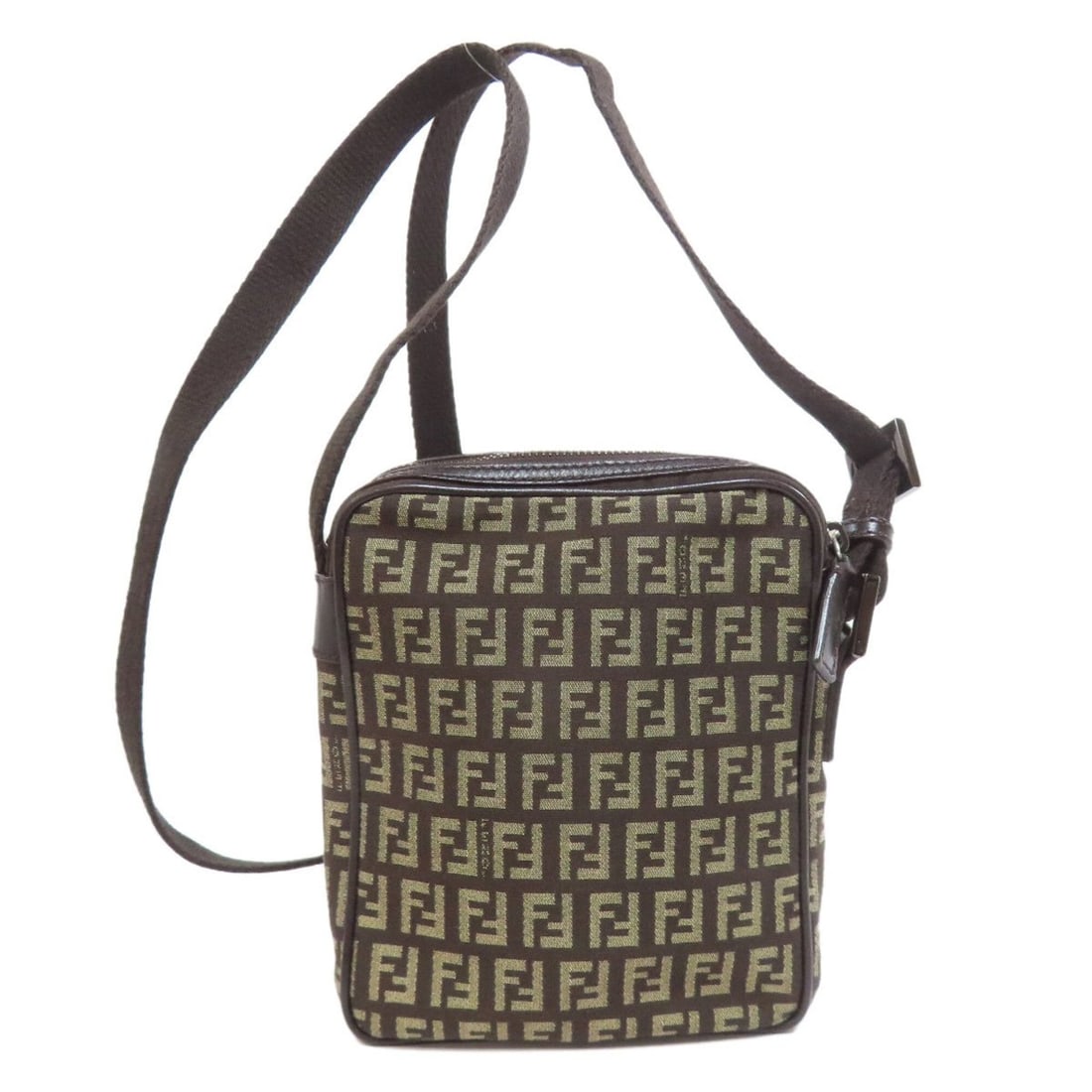 FENDI Zucca pattern shoulder bag canvas for women: --- Catalog ---Category: SizeSize (HxWxD): 18cm x 15cm x 4.5cm / 7.08'' x 5.9'' x 1.77''Category: DesignType: Shoulder bagColor: Dark brownGender: WomenMaterial: Canvas Category: GeneralBrand: Fendi--