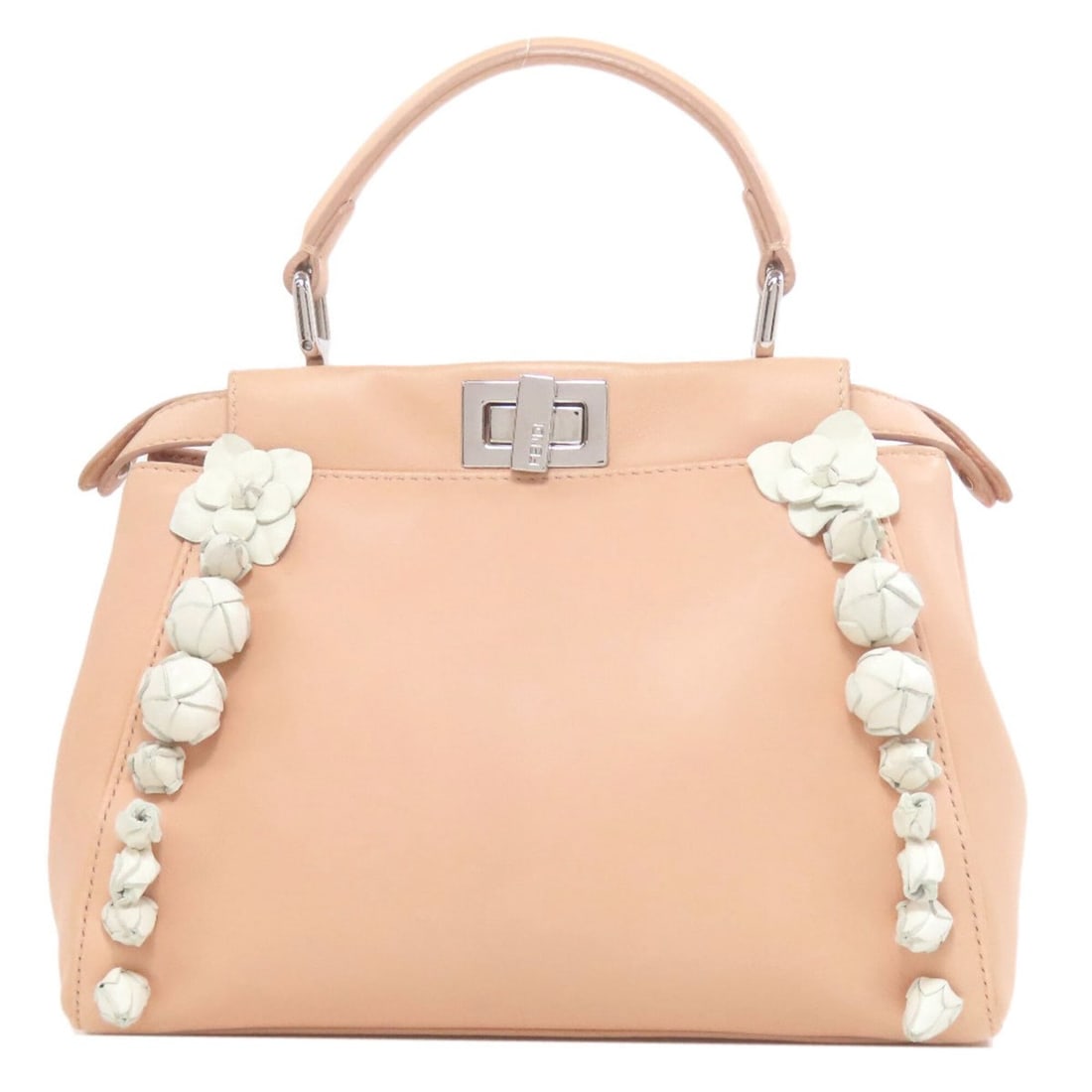 FENDI Peekaboo Mini Flower Handbag in Calf Leather for Women: --- Catalog ---Category: SizeSize (HxWxD): 18cm x 23cm x 11cm / 7.08'' x 9.05'' x 4.33''Category: DesignType: HandbagColor: PinkGender: WomenMaterial: Leather Leather/Fur Type: CalfskinCategory: Gener