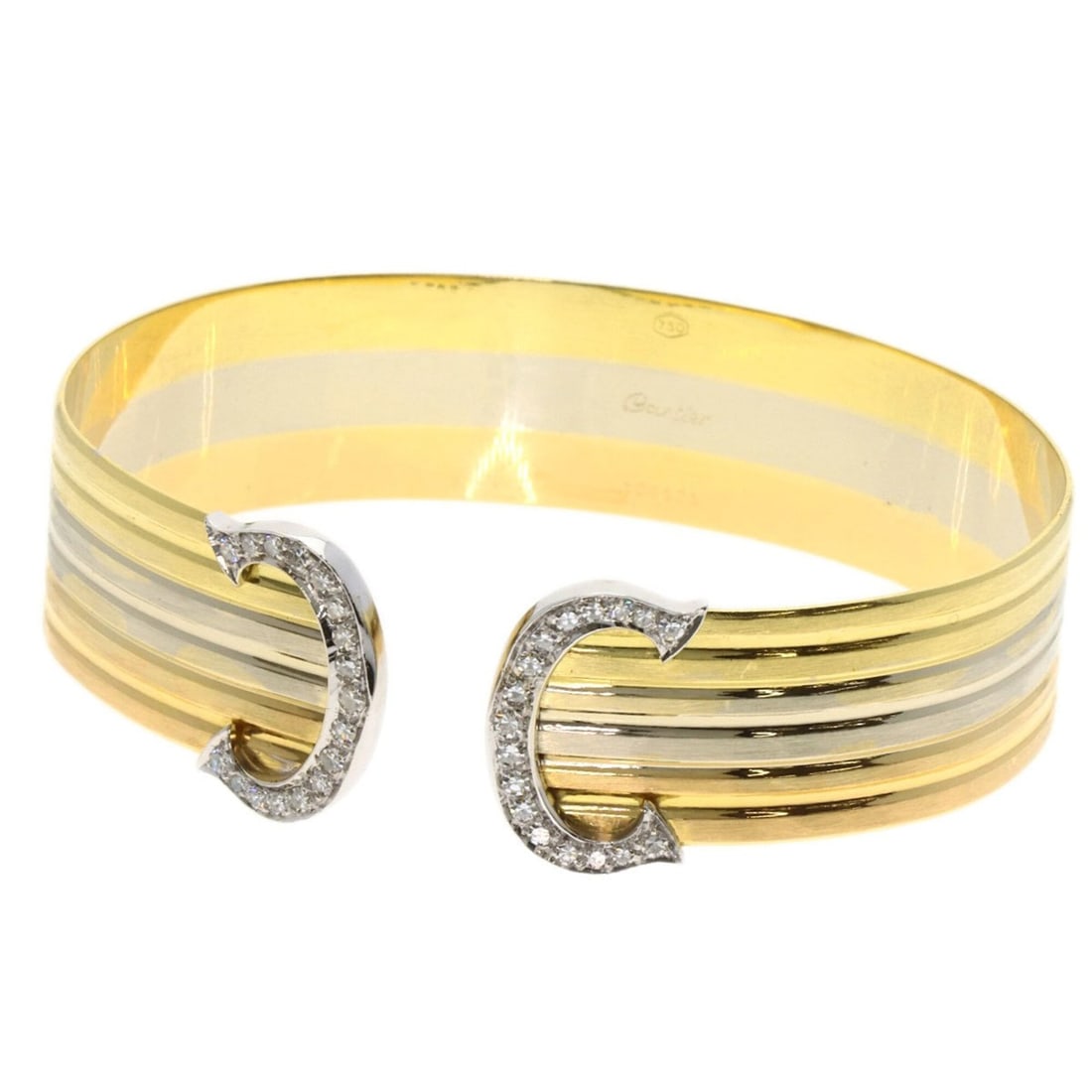 Cartier Vintage 2C Large Diamond Bracelet from the 1970s-1980s in 18K Yellow Gold/18KPG/18KWG for: --- Catalog ---Category: SizeLength: 18.5cm / 7.28''Category: DesignType: Charm braceletStone: DiamondGender: WomenMaterial: Pink gold (18K), White gold (18K), Yellow gold (18K)Category: GeneralBrand: