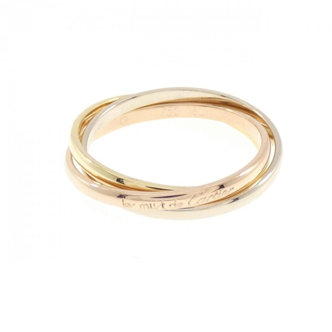 Cartier Trinity Ring: --- Catalog ---Category: SizeUS Size: 5.5Brand Size: 50Category: DesignType: Band ringGender: WomenMaterial: Pink gold (18K), White gold (18K), Yellow gold (18K)Category: GeneralBrand: Cartier--- Item
