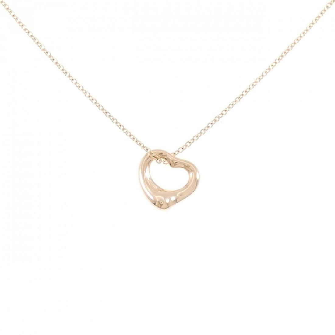 Tiffany Open Heart Necklace: --- Catalog ---Category: SizePendant Size: 11mm x 10.9mm / 0.43'' x 0.42''Neck Circumference: 41 cm / 16.14''Category: DesignGender: WomenMaterial: Pink gold (18K)Pendant Type: PendantNecklace Type: