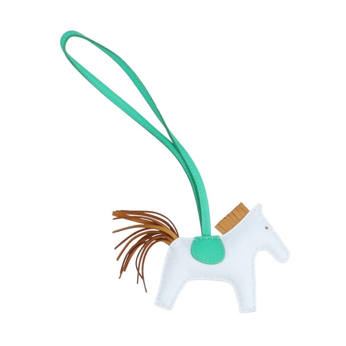 Hermes Rodeo Charm PM Keychain H064929CA Men's Women's HERMES: --- Catalog ---Category: SizeWeight: 8g / 0.28oz.Size (HxWxD): 70.00mm x 85.00mm / 2.76'' x 3.35''Category: DesignType: Handbag charmColor: Mint green, WhiteGender: Men,Women,UnisexMaterial: Agneau Mi