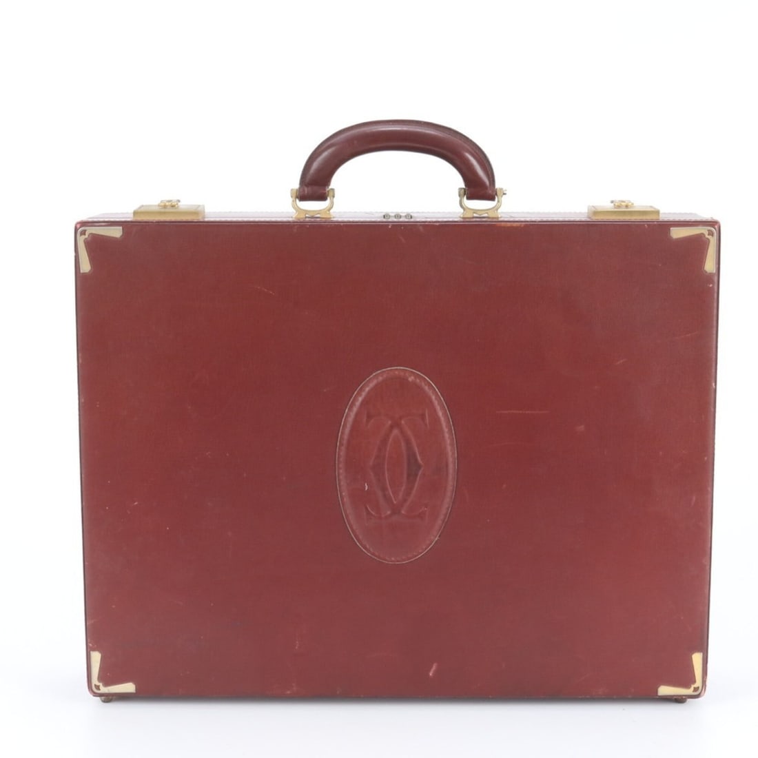 Cartier Must Line Bordeaux Leather Attache Case Hard Briefcase for Men: --- Catalog ---Category: SizeSize (HxWxD): 33cm x 42cm x 9cm / 12.99'' x 16.53'' x 3.54''Handle Length: 17cm / 6.69''Category: DesignType: BriefcaseColor: Bordeaux, Wine redGender: MenMaterial: