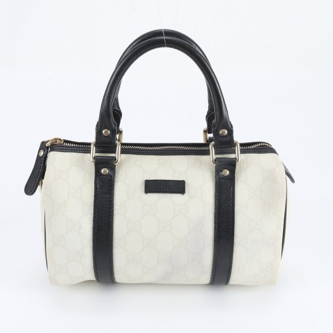 Gucci GG Supreme Mini Boston 193604 Leather Handbag Tote Bag for Women: --- Catalog ---Category: SizeSize (HxWxD): 15cm x 25cm x 10cm / 5.9'' x 9.84'' x 3.93''Category: DesignType: Handbag, Tote bagColor: Black, IvoryGender: WomenMaterial: Coated canvas , Leather Category