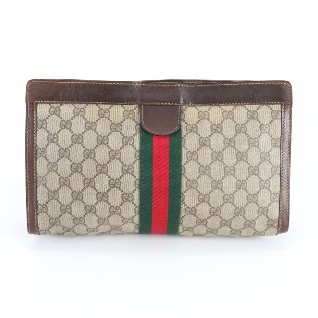 Gucci GG Supreme Sherry Line Leather Second Bag Clutch Handbag Pouch for Men: --- Catalog ---Category: SizeSize (HxWxD): 19cm x 32cm x 8cm / 7.48'' x 12.59'' x 3.14''Category: DesignType: Handbag, PouchColor: Beige, BrownGender: MenMaterial: Coated canvas , Leather Category: Ge