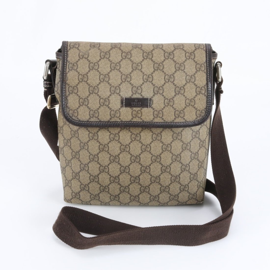 Gucci GG Supreme 223666 Leather Shoulder Bag, Crossbody Messenger Tote Brown, Men's: --- Catalog ---Category: SizeSize (HxWxD): 25cm x 22cm x 4cm / 9.84'' x 8.66'' x 1.57''Category: DesignType: Shoulder bag, Tote bagColor: BrownGender: MenMaterial: Coated canvas , Leather Category: Ge