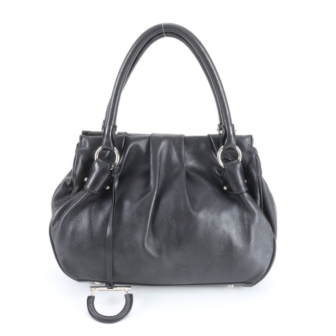 Salvatore Ferragamo Gancini Leather Handbag Tote Bag, Black, Women's: --- Catalog ---Category: SizeSize (HxWxD): 20cm x 30cm x 10cm / 7.87'' x 11.81'' x 3.93''Category: DesignType: Handbag, Tote bagColor: BlackGender: WomenMaterial: Leather Category: GeneralBrand: Salva