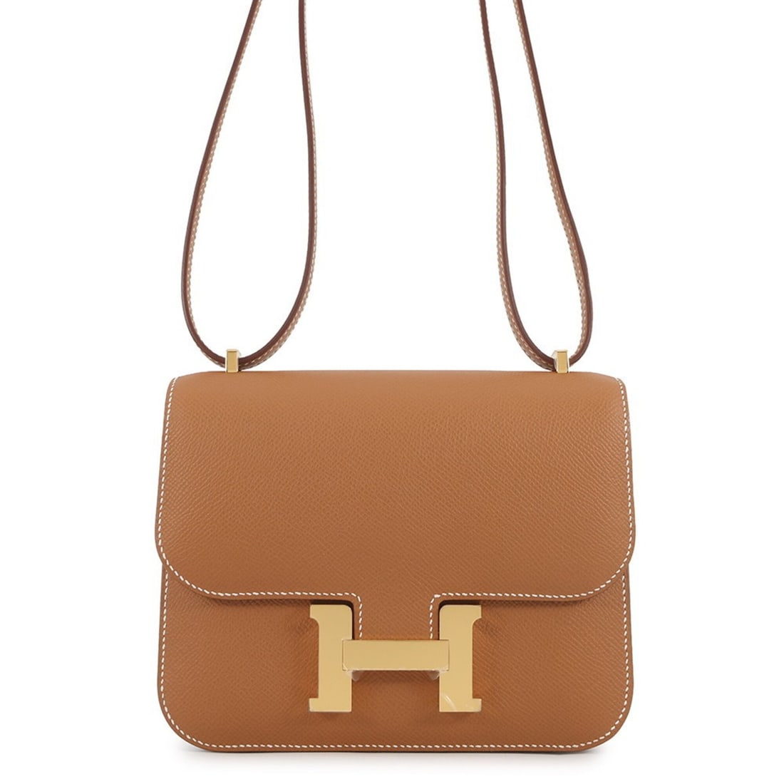 Hermes Shoulder Bag Mini Constance 3 Miroir Gold Epsom Leather W Stamp HERMES Handbag Women's: --- Catalog ---Category: SizeSize (HxWxD): 15cm x 18.5cm x 5cm / 5.9'' x 7.28'' x 1.96''Category: DesignType: Handbag, Shoulder bagColor: Gold brownGender: WomenMaterial: Epsom leather Category: Gener
