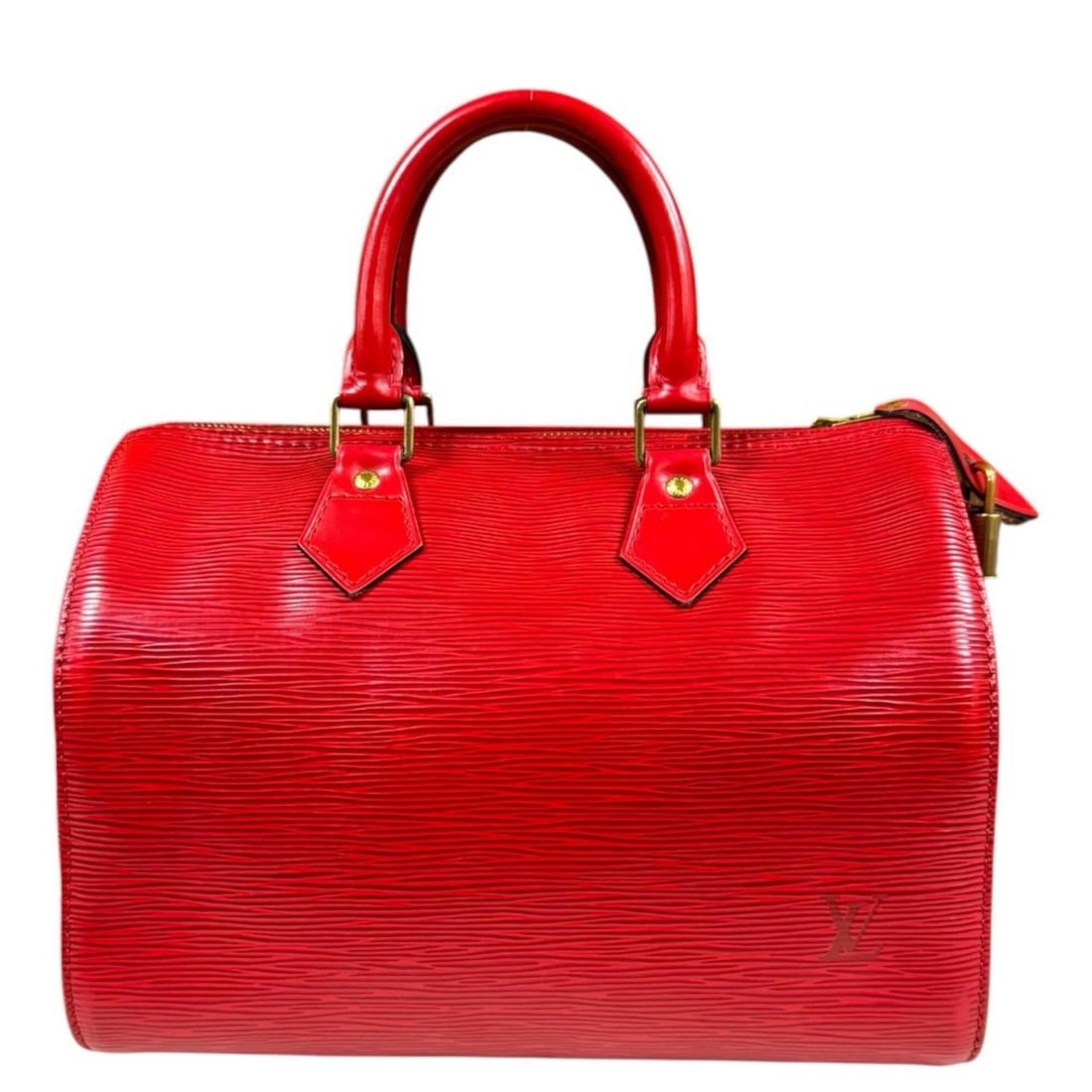 Louis Vuitton Speedy 25 Epi Handbag, Leather M43017, Women's LOUIS VUITTON: --- Catalog ---Category: SizeWeight: 610g / 1.34lb.Size (HxWxD): 19cm x 27cm x 15cm / 7.48'' x 10.62'' x 5.9''Handle Length: 26cm / 10.23''Category: DesignType: HandbagColor: Castilian redGender: Wome