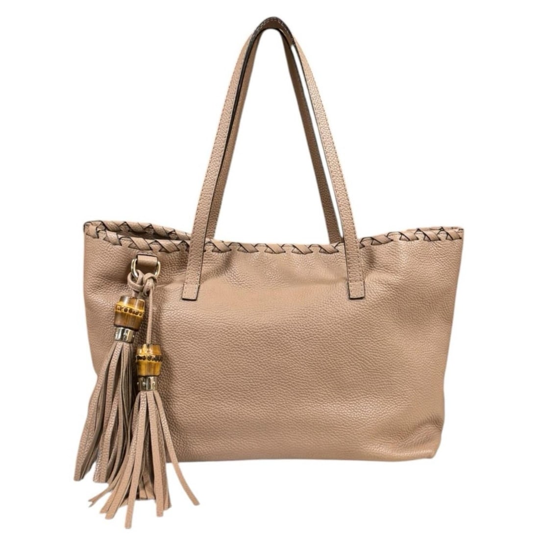 Gucci Outlet Bamboo Tote Bag, Leather 354665, Beige, Women's, with Tassel: --- Catalog ---Category: SizeWeight: 785g / 1.73lb.Size (HxWxD): 26cm x 45cm x 15cm / 10.23'' x 17.71'' x 5.9''Strap Length: 59cm / 23.22''Category: DesignType: Tote bagColor: BeigeGender: WomenClosur