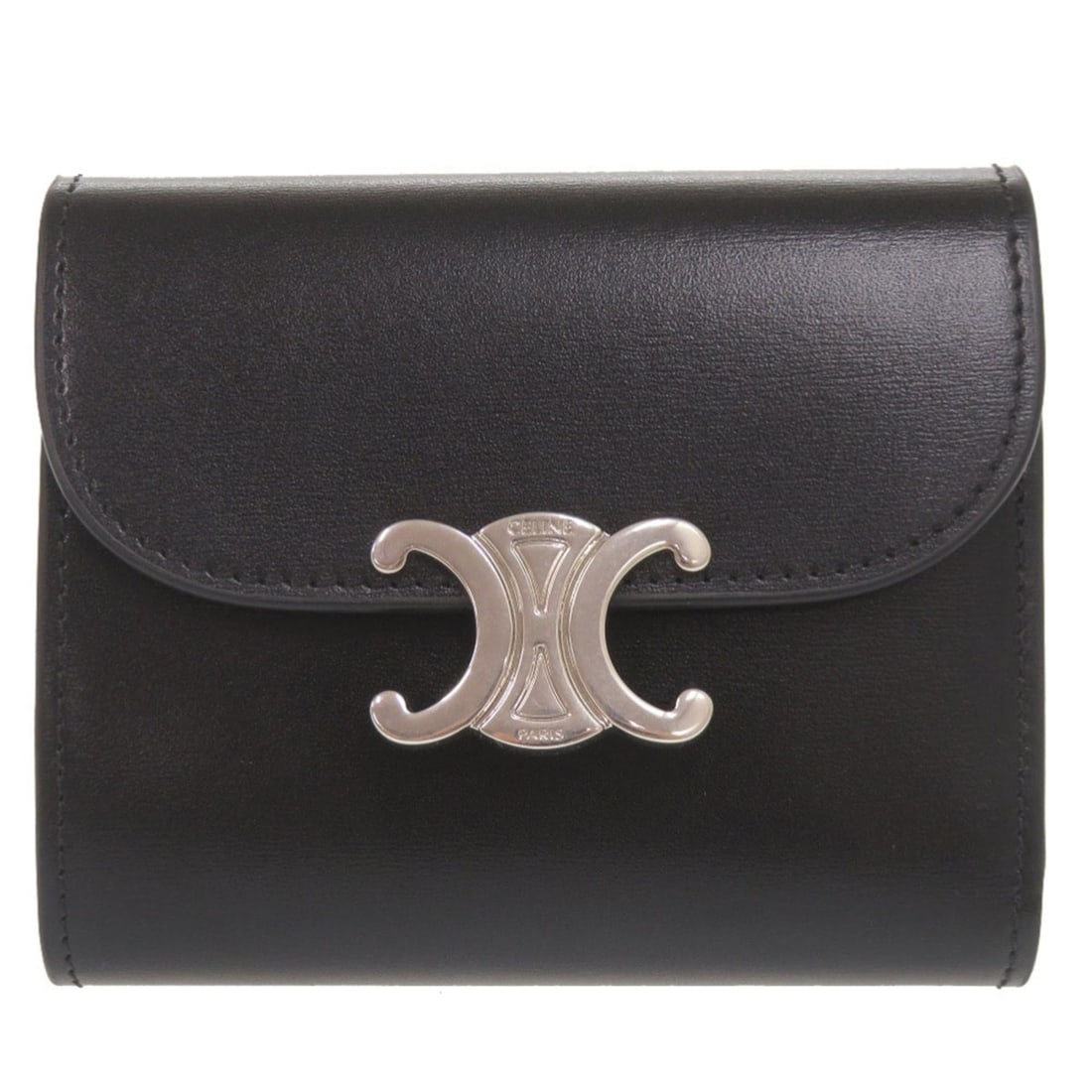 Like New Celine Small Flap Wallet Triomphe Leather Black Tri-fold 1518CELINE (1 of 20)