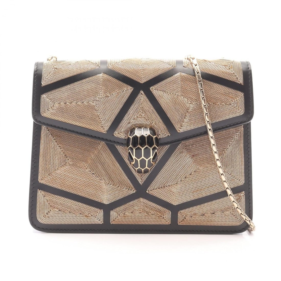 BVLGARI Serpenti Forever Shoulder Bag/Handbag, Leather, Women's, Black/Gold Tone, 288904: --- Catalog ---Category: SizeSize (HxWxD): 15cm x 20cm x 4.5cm / 5.9'' x 7.87'' x 1.77''Category: DesignType: Handbag, Shoulder bagColor: Black, GoldGender: WomenMaterial: Leather Category: GeneralMPN
