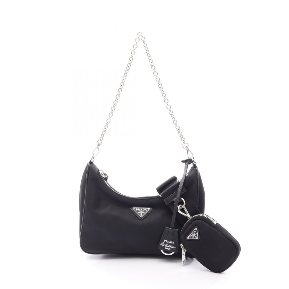 Prada Re-Edition 2005 2-Way Shoulder Bag/Handbag, Nylon & Saffiano Leather, Women's, Black (1BH204): --- Catalog ---Category: SizeSize (HxWxD): 11cm x 22cm x 6cm / 4.33'' x 8.66'' x 2.36''Category: DesignType: Handbag, Pouch, Shoulder bagColor: BlackGender: WomenMaterial: Nylon , Leather Leather/Fur 