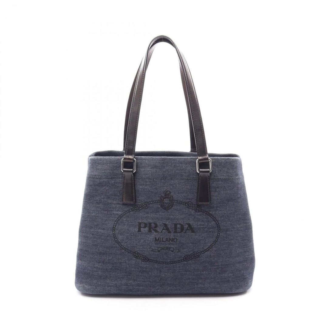 Prada DENIM + VITELLO Tote Bag Handbag Denim Leather Women's Navy Black 1BG356: --- Catalog ---Category: SizeSize (HxWxD): 24cm x 31cm x 14cm / 9.44'' x 12.2'' x 5.51''Category: DesignType: Handbag, Tote bagColor: Black, NavyGender: WomenMaterial: Denim , Leather Category: Genera