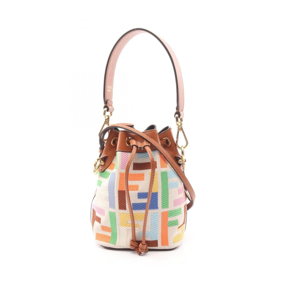 Fendi Mini Montresor 2-Way Handbag, Canvas and Leather, Women's, Beige, Brown, Multicolor, 8BS010: --- Catalog ---Category: SizeSize (HxWxD): 18cm x 12cm x 10cm / 7.08'' x 4.72'' x 3.93''Category: DesignType: HandbagColor: Beige, Brown, Multi-colorGender: WomenMaterial: Canvas , Leather Category: G