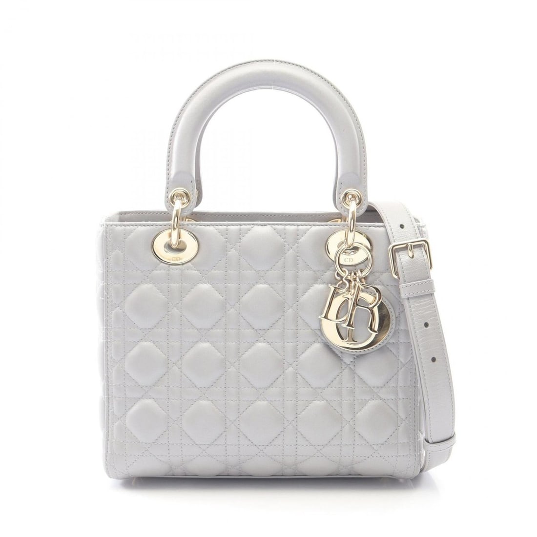 Christian Dior Dior LADY DIOR Cannage 2-Way Handbag, Leather, Women's, Gray: --- Catalog ---Category: SizeSize (HxWxD): 20cm x 24cm x 11cm / 7.87'' x 9.44'' x 4.33''Category: DesignType: HandbagColor: GrayGender: WomenMaterial: Leather Category: GeneralBrand: Christian Dior---