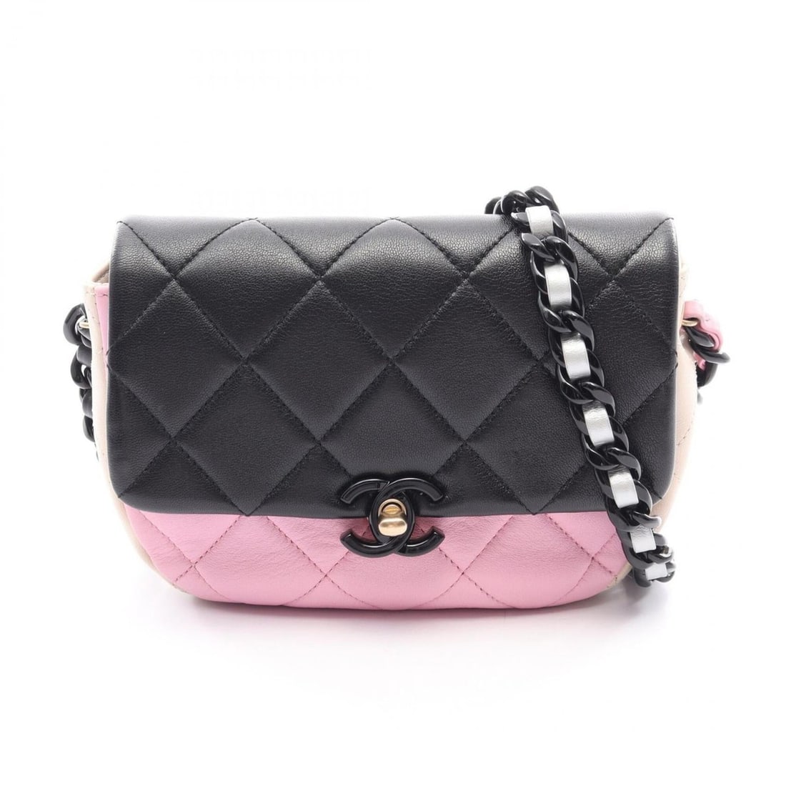 Chanel Mini Matelassé Shoulder Bag/Handbag, Lambskin Leather, Women's, Black, Pink, Beige: --- Catalog ---Category: SizeSize (HxWxD): 14.5cm x 17cm x 5cm / 5.7'' x 6.69'' x 1.96''Category: DesignType: Handbag, Shoulder bagColor: Beige, Black, PinkGender: WomenMaterial: Leather Hardware Colo
