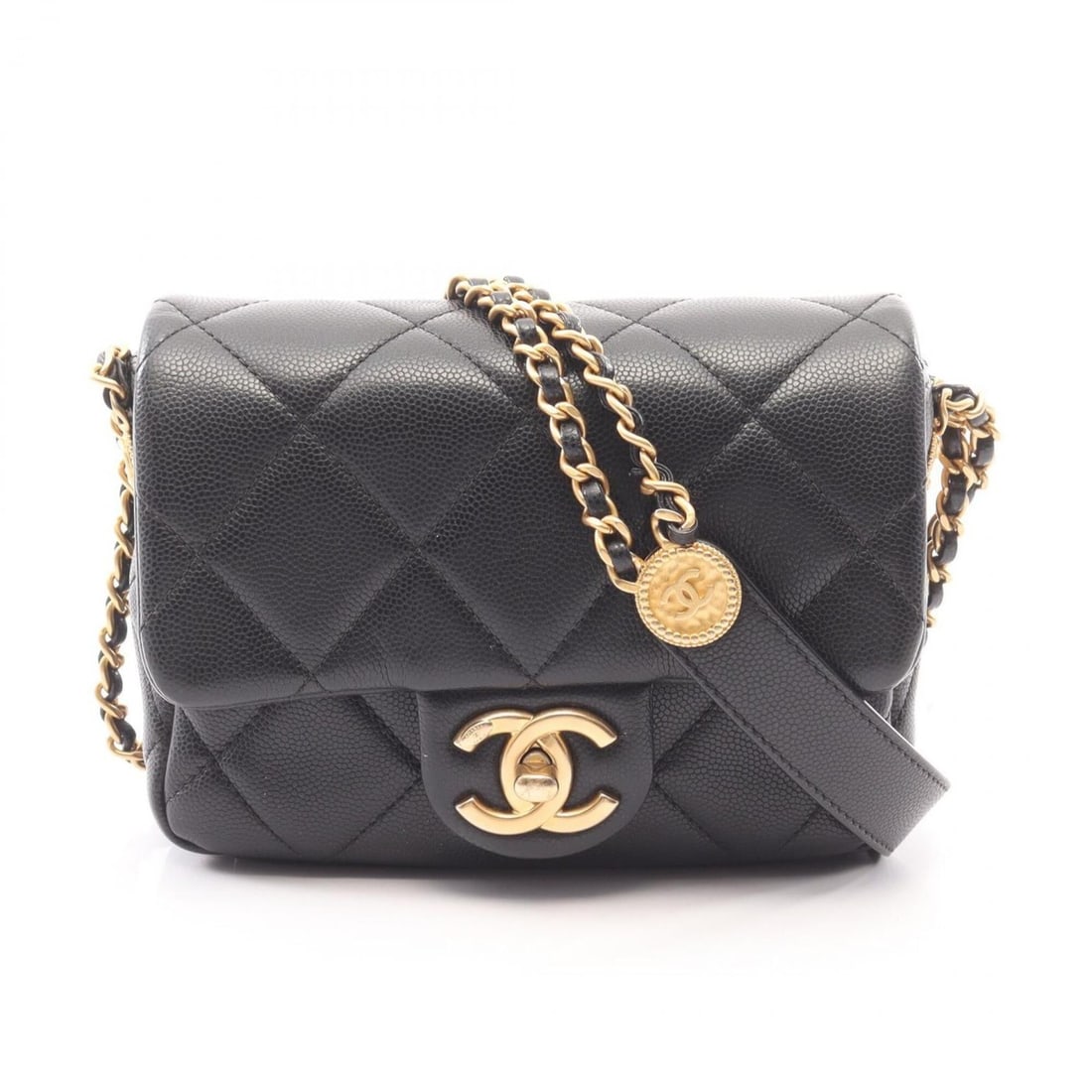 Chanel Matelassé Mini Flap Shoulder Bag/Handbag, Caviar Leather (Grained Calfskin), Women's, Black, (1 of 10)