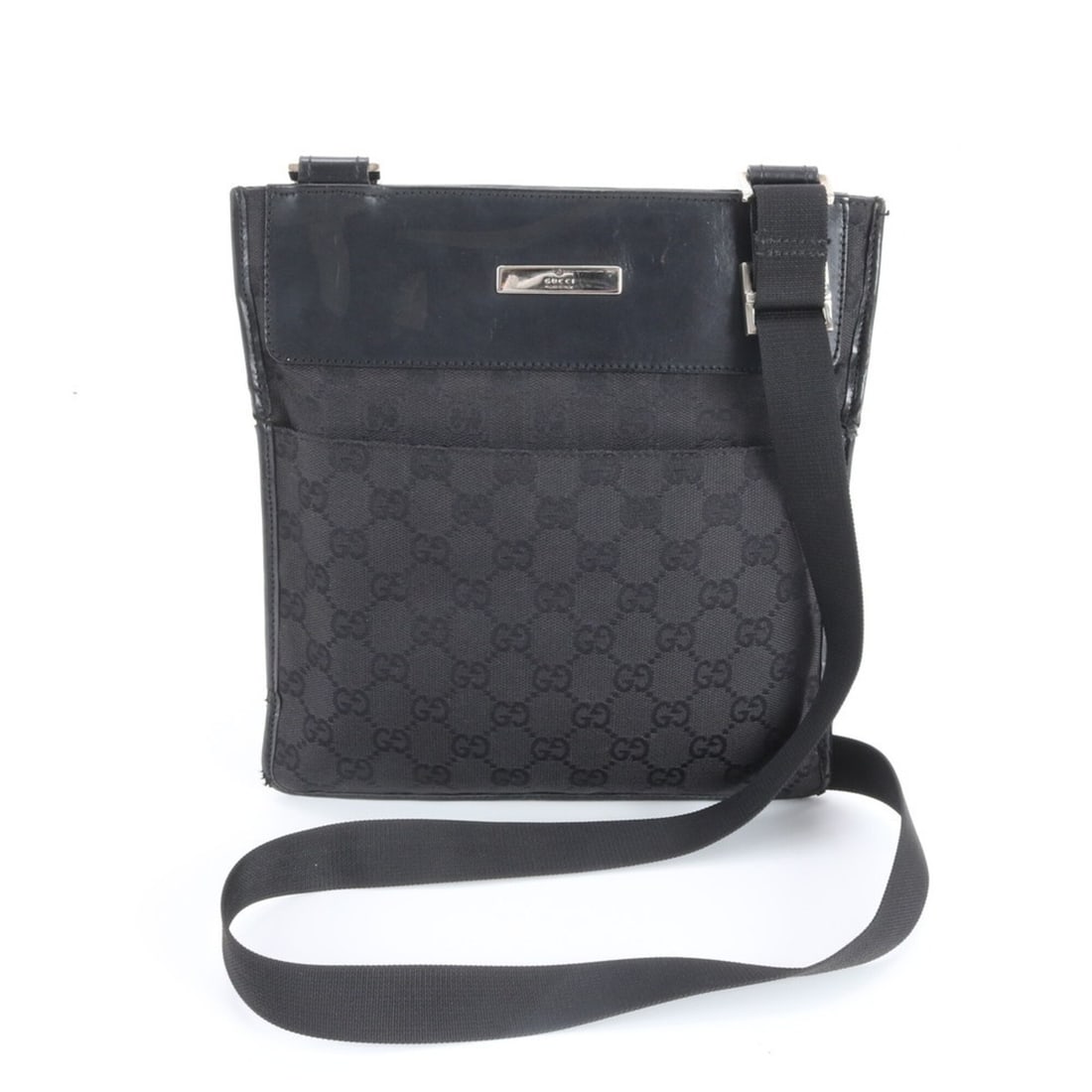Gucci GG Canvas 27639 Leather Shoulder Bag, Crossbody Messenger Black, Men's: --- Catalog ---Category: SizeSize (HxWxD): 25cm x 23cm x 2cm / 9.84'' x 9.05'' x 0.78''Category: DesignType: Shoulder bagColor: BlackGender: MenMaterial: Canvas , Leather Category: GeneralBrand: Gucci