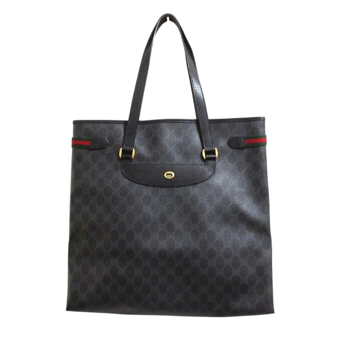 GUCCI Vintage GG Supreme Sherry Line Tote Bag 39.02.091 Black Men's/Women's: --- Catalog ---Category: SizeSize (HxWxD): 35cm x 37cm x 9cm / 13.77'' x 14.56'' x 3.54''Category: DesignType: Tote bagColor: BlackGender: Men,WomenMaterial: Coated canvas , Leather Category: GeneralB