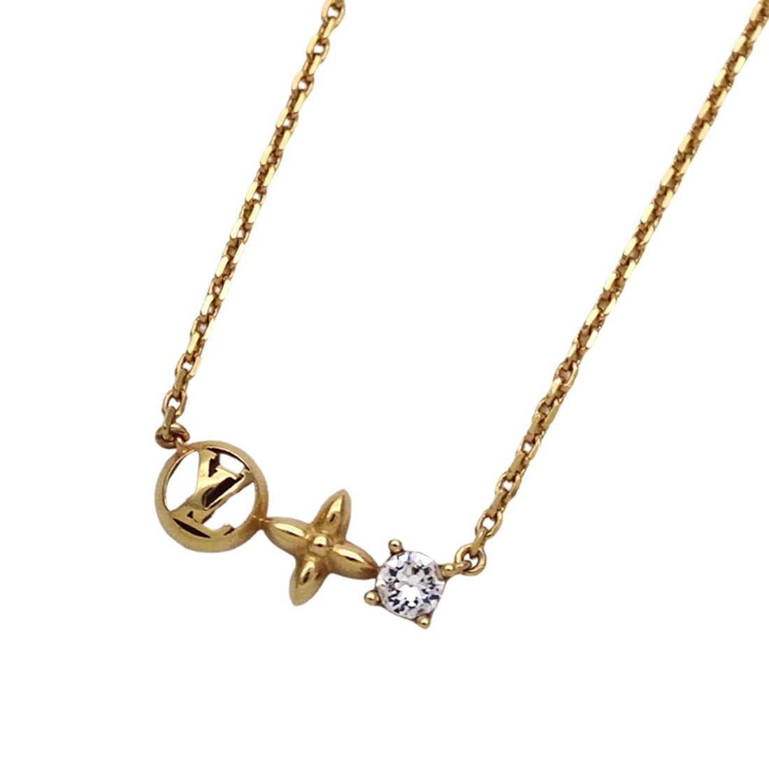 Louis Vuitton LOUIS VUITTON Women's Necklace, GP Necklace Petit Gold M00368, Stone Flower LV Motif: --- Catalog ---Category: SizePendant Size: 7mm x 16mm / 0.27'' x 0.62''Neck Circumference: 40 cm / 15.74''Category: DesignColor: GoldGender: WomenNecklace Type: NecklaceCategory: GeneralMPN: M00368Bra