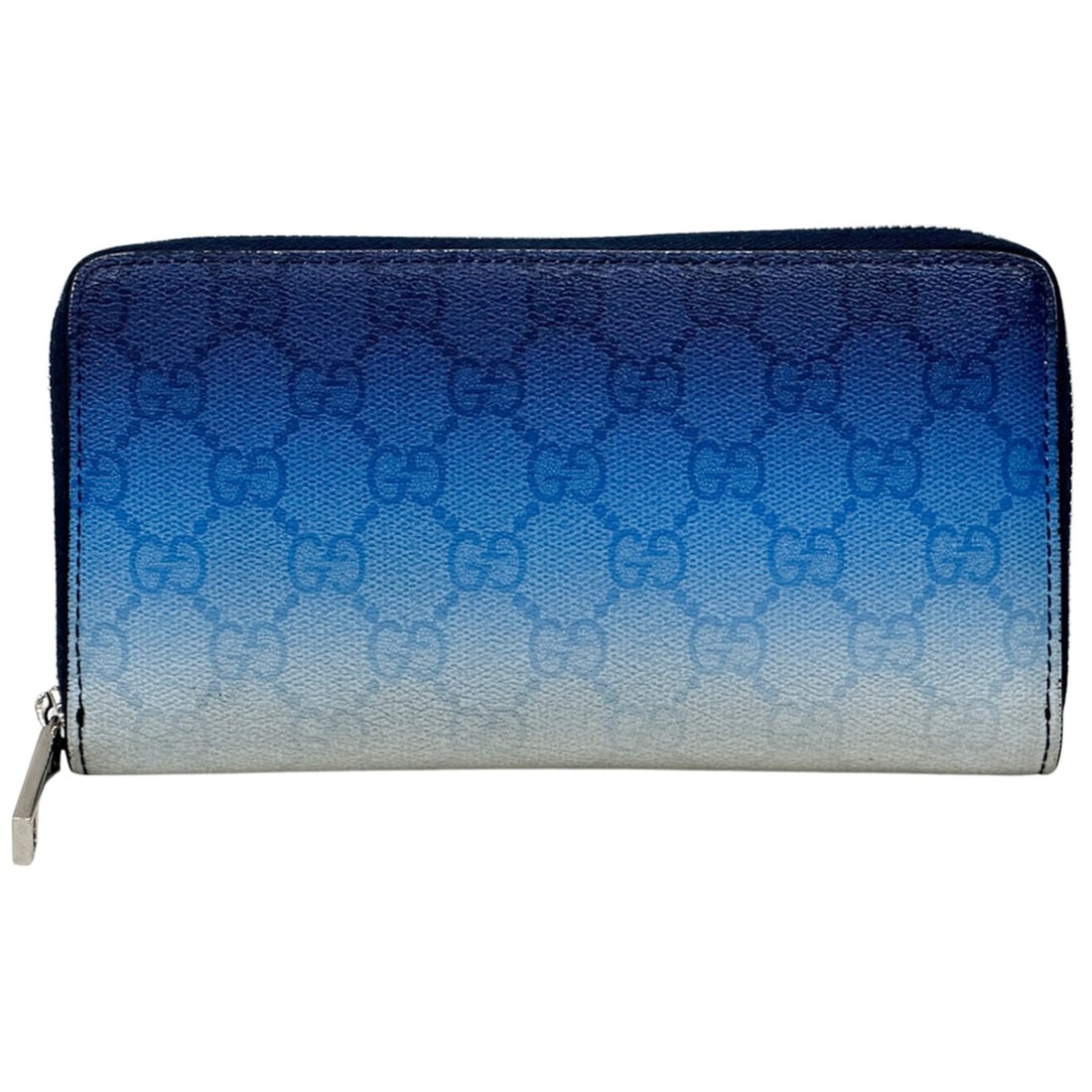 Gucci men's wallet, Chroma long blue and white, 835706, round zipper, gradient design.: --- Catalog ---Category: SizeSize (HxWxD): 9.5cm x 18.5cm x 2.5cm / 3.74'' x 7.28'' x 0.98''Category: DesignColor: Blue, WhiteGender: MenMaterial: PVC Category: GeneralMPN: 835706Brand: GucciCountry o