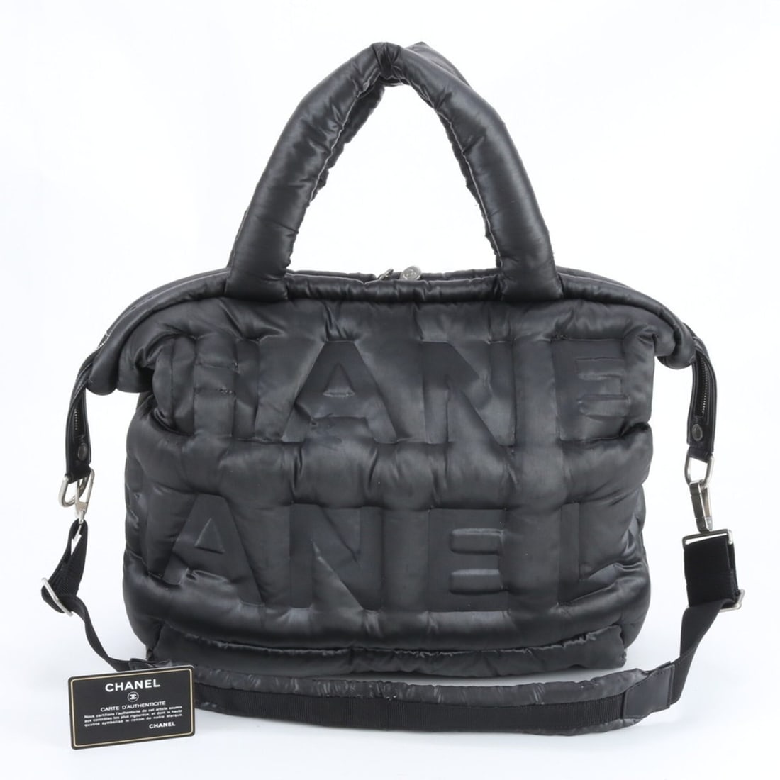 Chanel Doudoune Coconeige 2-Way Tote Bag (Handbag/Crossbody/Shoulder Bag) with Guarantee and Serial: --- Catalog ---Category: SizeSize (HxWxD): 30cm x 36cm x 14cm / 11.81'' x 14.17'' x 5.51''Strap Length: 106cm / 41.73''Handle Length: 46cm / 18.11''Category: DesignType: Handbag, Tote bagColor: BlackG