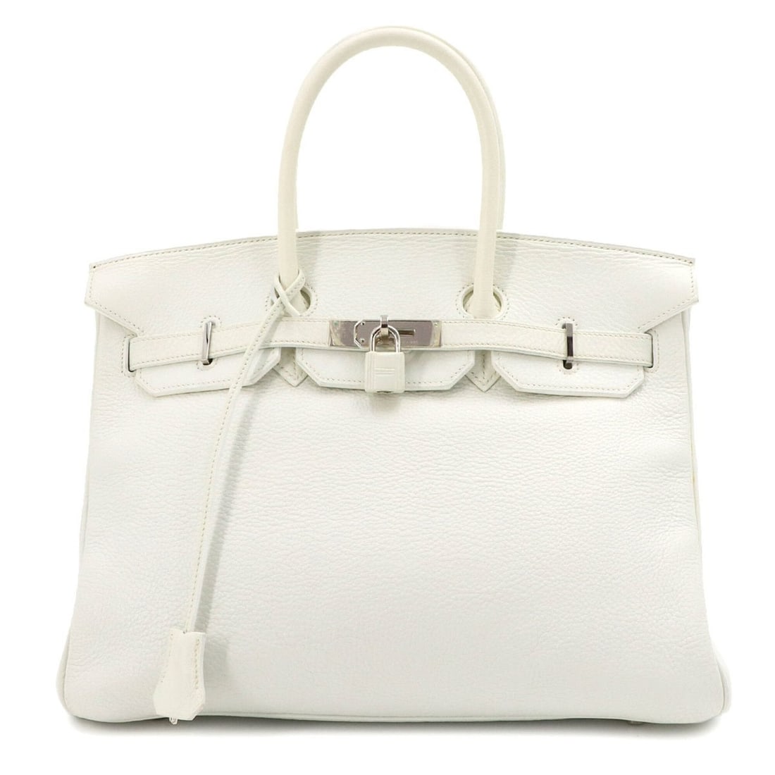 Hermes Birkin 35 Taurillon Clemence White Handbag ?G Stamp Silver Hardware: --- Catalog ---Category: SizeSize (HxWxD): 28.5cm x 34cm x 18.5cm / 11.22'' x 13.38'' x 7.28''Category: DesignType: HandbagColor: WhiteGender: WomenMaterial: Taurillon clemence leather Category: Gener