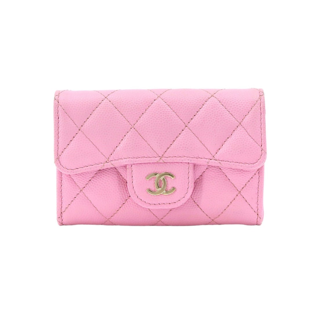 Chanel Matelasse Card Case - Caviar Leather, Pink, Gold Hardware, Coco Mark (AP0214): --- Catalog ---Category: DesignType: Business card caseColor: PinkGender: WomenMaterial: Grained Calfskin Category: GeneralMPN: AP0214Brand: ChanelCountry of Origin: FranceCategory: Physical Propertie