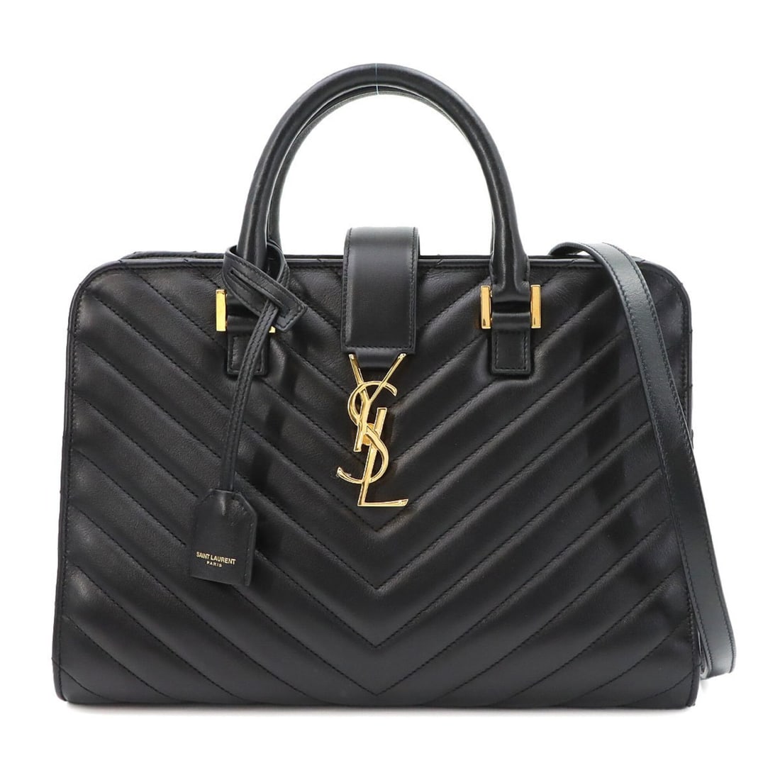 Saint Laurent Cabas 2-way Hand/Shoulder Handbag, Leather, Black, 357397 (1 of 10)