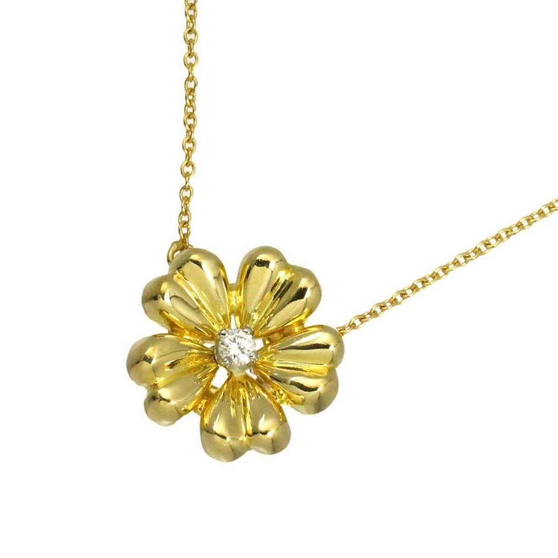 Tiffany & Co. Diamond Necklace, 49cm, 18K Yellow Gold (750), Flower Design.: --- Catalog ---Category: SizePendant Size: 14.7mm x 14.4mm / 0.57'' x 0.56''Neck Circumference: 49 cm / 19.29''Category: DesignColor: Yellow goldGender: WomenMaterial: Yellow gold (18K)Necklace Type: 