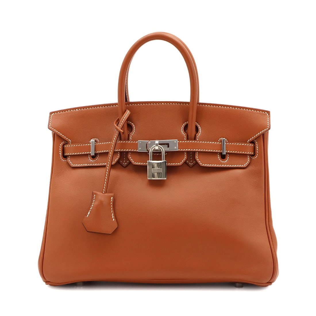 Hermes Birkin 25 Swift Gold Handbag ?L Stamp Silver Hardware (1 of 12)