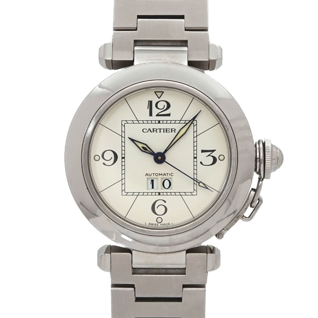 Cartier Pasha C Big Date W31055M7 Boys' Watch White Automatic Self-winding: --- Catalog ---Category: SizeWrist Size: 19cm / 7.48''Case Diameter: 35mm / 1.38''Category: DesignType: WristwatchGender: BoysColor (Dial): WhiteMaterial (Band): Stainless steelMaterial (Case): Stainl