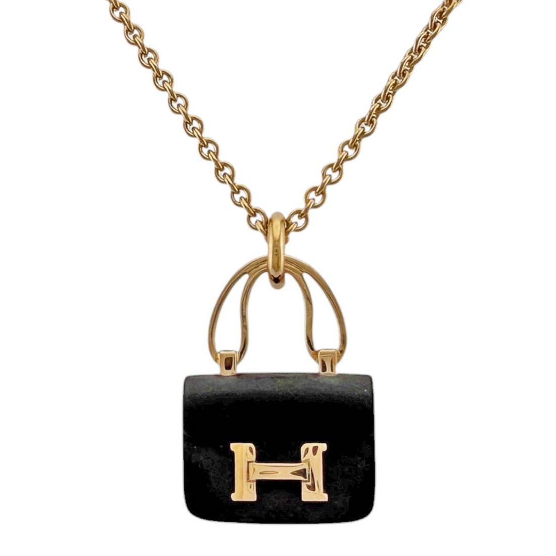 Hermes Constance Necklace, 18K Pink Gold, Black Jade, Women's, HERMES Jade: --- Catalog ---Category: SizeWidth: 1mm / 0.04''Weight: 6.5g / 0.22oz.Pendant Size: 18mm x 13mm / 0.7'' x 0.51''Neck Circumference: 40 cm / 15.74''Category: DesignGender: WomenHandmade: YesMaterial: P