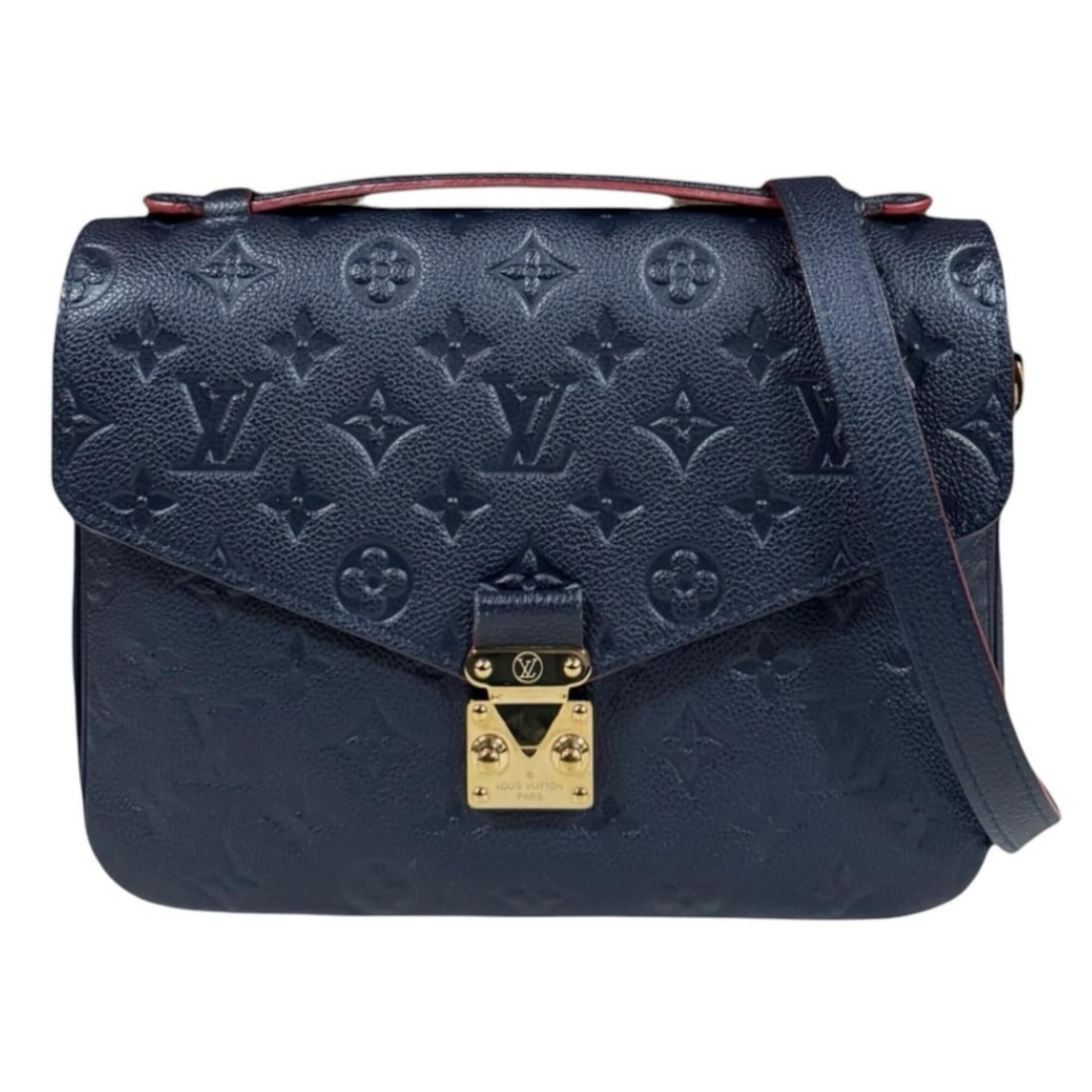 Louis Vuitton Pochette Métis MM Monogram Empreinte Shoulder Bag, M44071 Navy, Women's, LOUIS: --- Catalog ---Category: SizeWeight: 690g / 1.52lb.Size (HxWxD): 19cm x 24cm x 7cm / 7.48'' x 9.44'' x 2.75''Strap Length: 112cm - 126cm / 44.09'' - 49.6''Handle Length: 18cm / 7.08''Category: DesignT