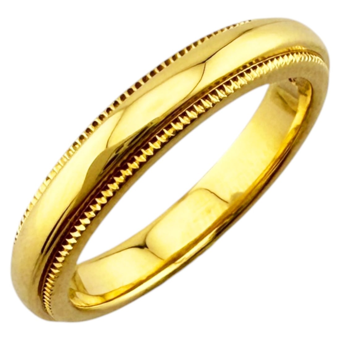 Tiffany & Co. Milgrain Ring, 18K Yellow Gold, Women's Ring.: --- Catalog ---Category: PackNumber in Pack: 1Category: SizeWidth: 3mm / 0.12''Weight: 3.7g / 0.13oz.JP Size: 6US Size: 3.5Category: DesignType: Band ringColor: GoldGender: WomenHandmade: YesMaterial:
