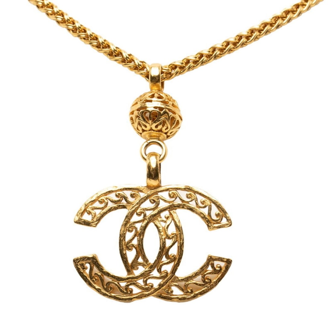 Chanel Coco Mark Chain Pendant Necklace, 95A Stamp, Vintage Gold Plated, Women's. (1 of 20)