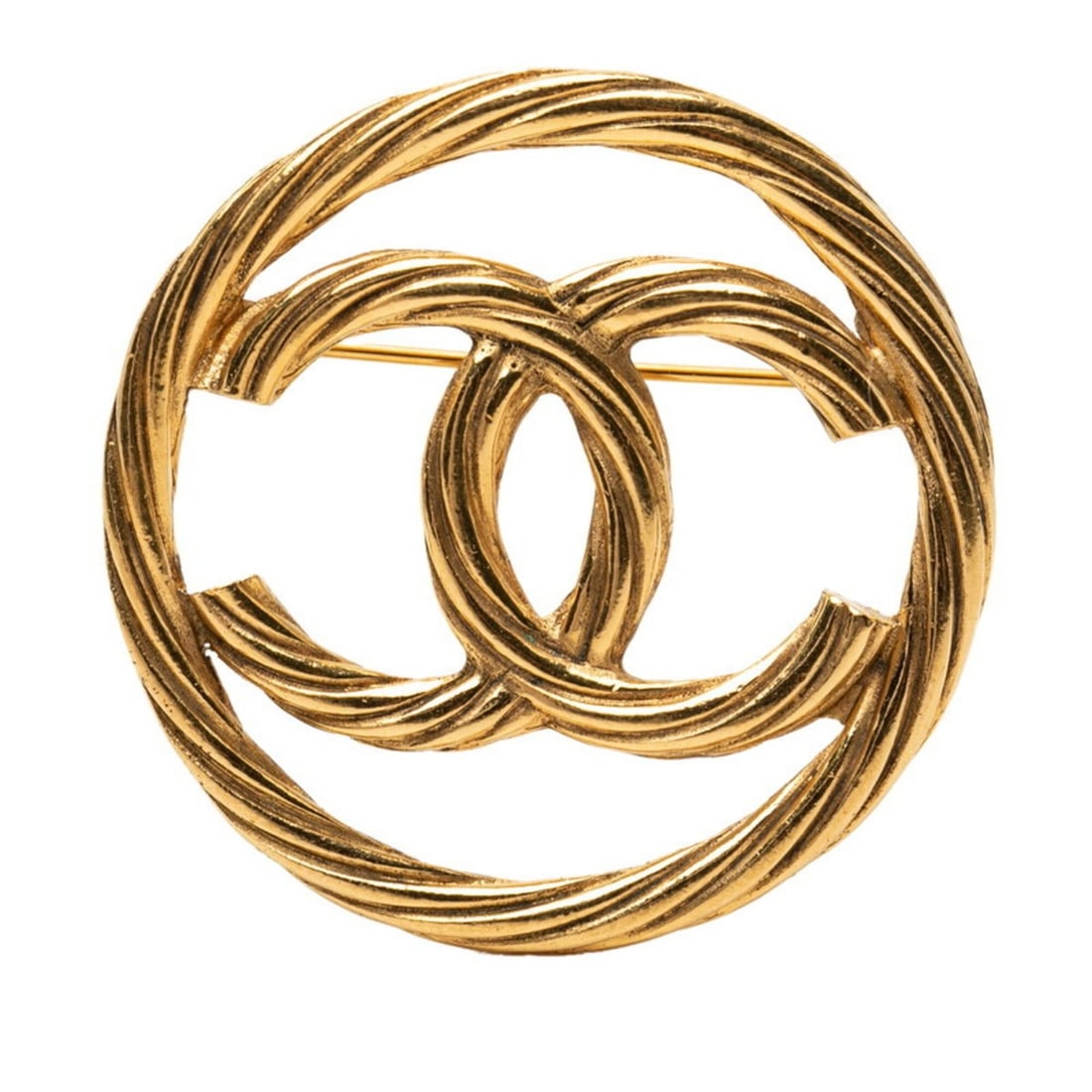 Chanel Coco Mark Twist Circle Brooch, Gold Plated, Women's.: --- Catalog ---Category: SizeSize (HxWxD): 43.7cm x 43.7cm / 17.2'' x 17.2''Category: DesignType: BroochColor: GoldGender: WomenMaterial: Gold platingCategory: GeneralBrand: Chanel--- Item List ---Sec