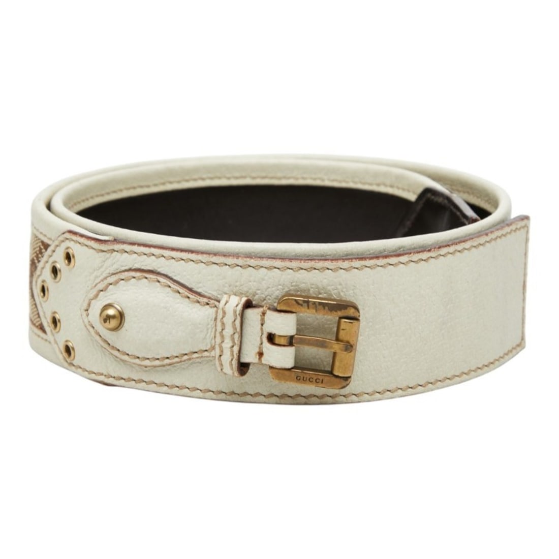 Gucci GG Canvas Belt, Size: 80 (32), Item No. 144195, Beige/Ivory, Canvas/Leather, Women's, GUCCI: --- Catalog ---Category: SizeLength: 77cm - 82cm / 30.31'' - 32.28''Category: DesignType: Standard beltColor: Beige, IvoryGender: WomenMaterial (Strap): Canvas , Leather Category: GeneralMPN: 144195Br