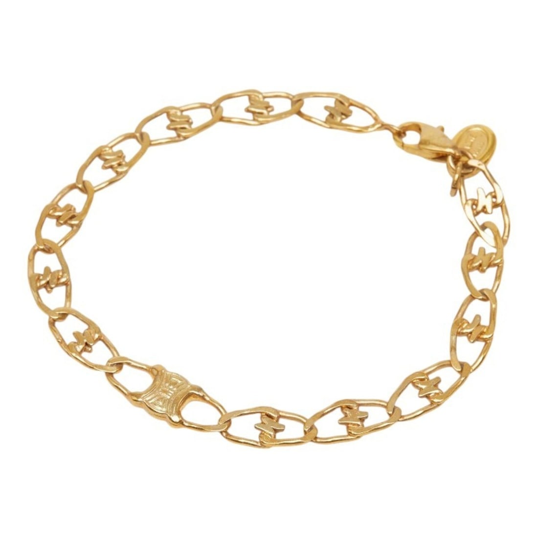Celine Macadam Triomphe Bracelet, Gold Plated, Women's: --- Catalog ---Category: SizeLength: 19.5cm / 7.67''Category: DesignType: Charm braceletColor: GoldGender: WomenCategory: GeneralBrand: Celine--- Item List ---Section: ConditionRanking: Rank AB Used -