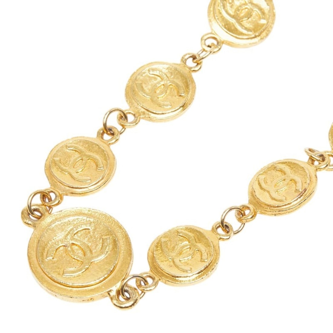 Chanel Coco Mark Coin Long Necklace, Gold Plated, Women's.: --- Catalog ---Category: SizeNeck Circumference: 86 cm / 33.85''Category: DesignColor: GoldGender: WomenNecklace Type: NecklaceCategory: GeneralBrand: Chanel--- Item List ---Section: ConditionRanking: