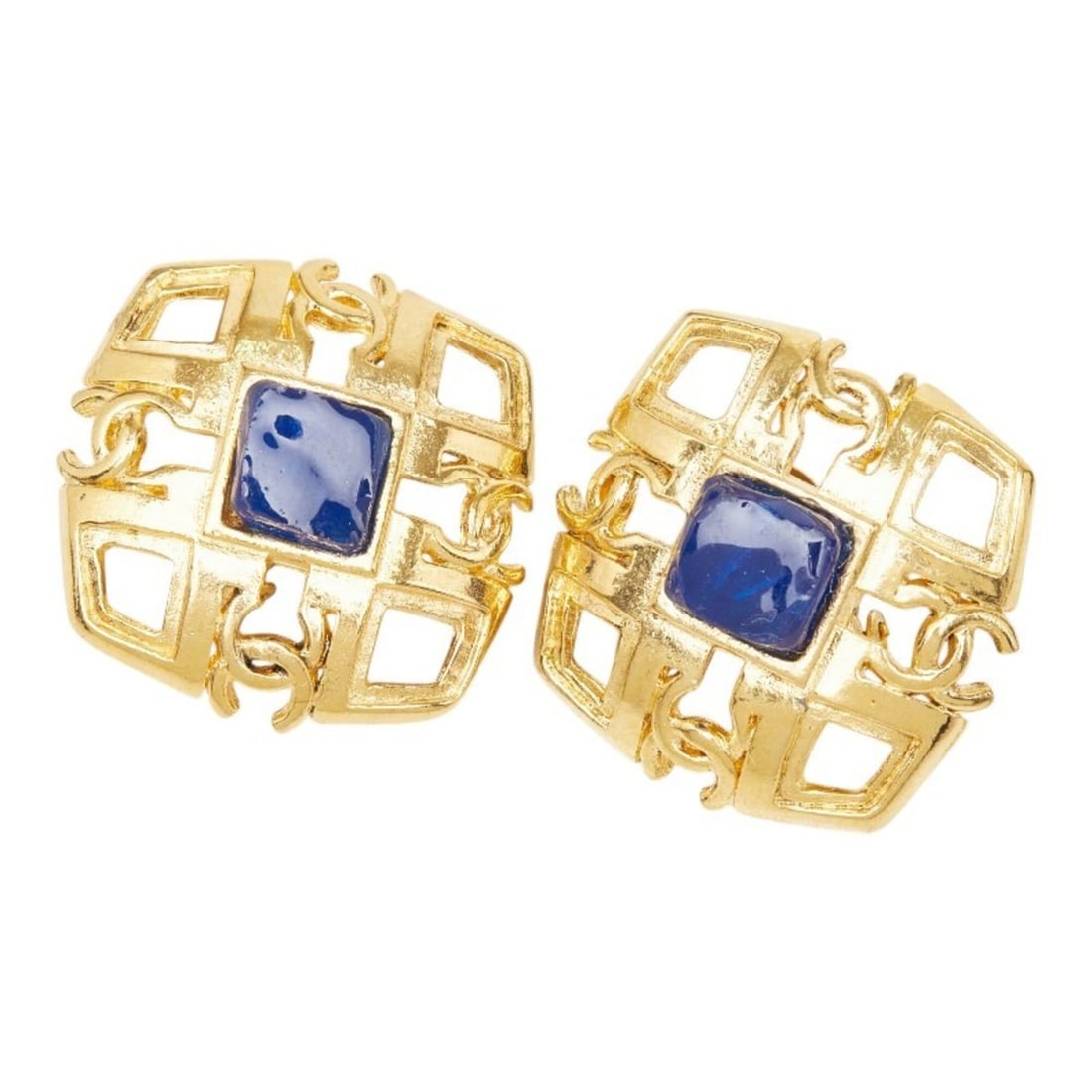Chanel Vintage Coco Mark Colored Stone Earrings Gold Plated Women's CHANEL: --- Catalog ---Category: SizeSize (HxWxD): 38.00mm x 37.60mm / 1.50'' x 1.48''Category: DesignType: Clip earringsColor: GoldGender: WomenCategory: GeneralBrand: Chanel--- Item List ---Section: Conditi