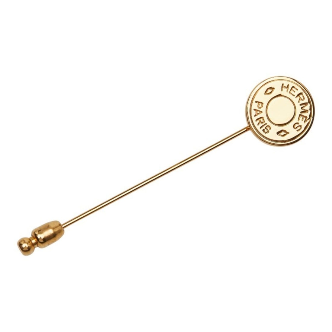 Hermes Sellier Pin Brooch, Gold Plated, Women's: --- Catalog ---Category: SizeSize (HxWxD): 6.63cm x 1.42cm / 2.61'' x 0.55''Category: DesignType: Pin broochColor: GoldGender: WomenCategory: GeneralBrand: Hermes--- Item List ---Section: ConditionRan