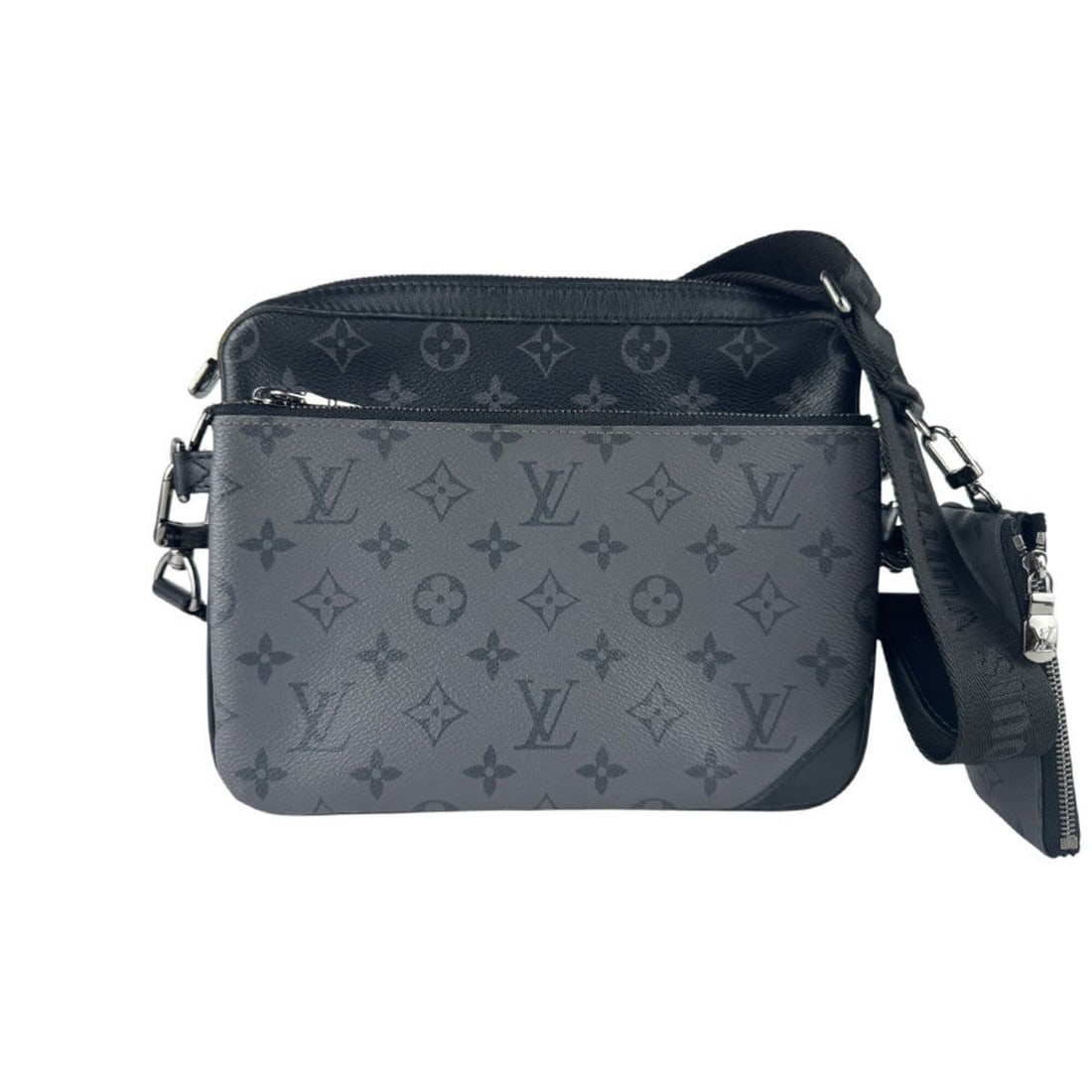 Louis Vuitton LOUIS VUITTON Shoulder Bag Monogram Eclipse Trio Messenger Black Gray Men's M69443 (1 of 15)