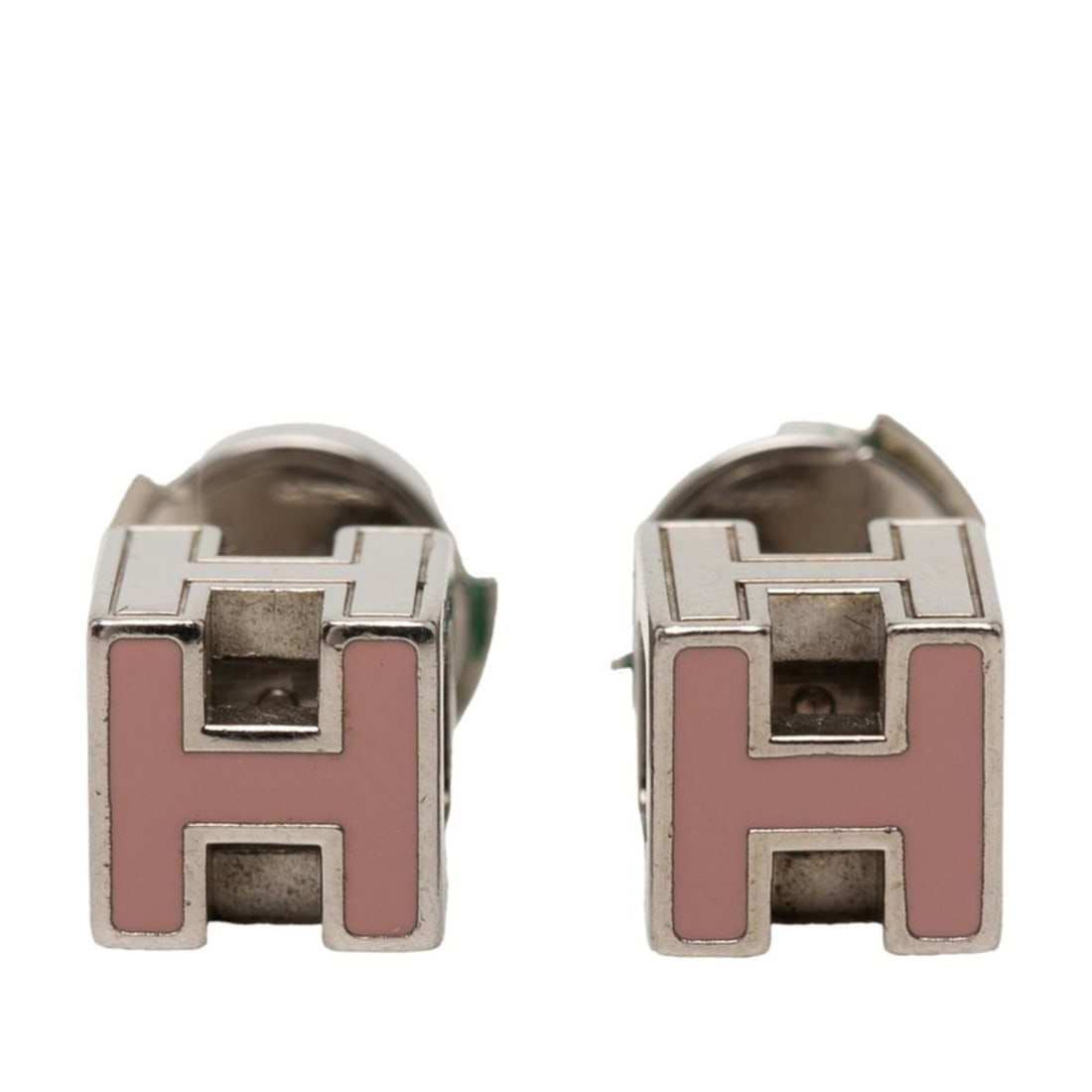 Hermes Cage d'H H-Cube Logo Stud Earrings, Silver and Pink Metal, Women's HERMES: --- Catalog ---Category: SizeSize (HxWxD): 7.90mm x 7.90mm x 9.00mm / 0.31'' x 0.31'' x 0.35''Category: DesignType: Stud earringsColor: Pink, SilverGender: WomenMaterial: MetalCategory: GeneralBrand: 